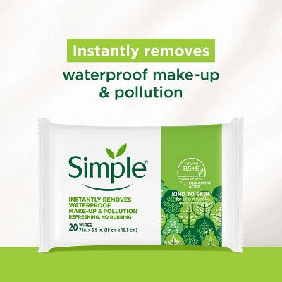 Simple Micellar Cleansing Wipes - 20ct: Paraben-Free, Dye-Free, Phthalate-Free, Artificial Fragrance-Free
