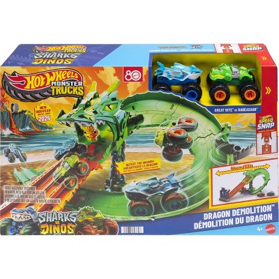 Hot Wheels Monster Trucks Sharks vs. Dinos Dragon Destruction Playset