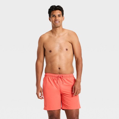 Men's 7'' Swim Trunks - Goodfellow & Co Coral Red M
