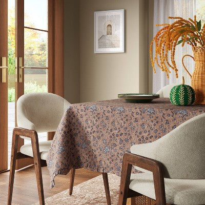 84"x60" Block Print Ruffle Tablecloth - Threshold