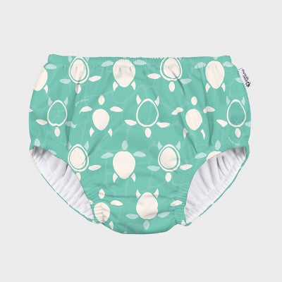 green sprouts Toddler Eco Pull-Up Turtle Printed Reusable Swim Diaper - Teal 24M