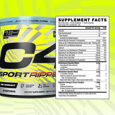 Cellucor C4 Sport Ripped Pre-Workout - Artic Snow Cone - 9.9oz/20ct
