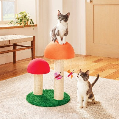 Knock Down Post Novelty Double Toadstool Cat Scratcher - 19" - Boots & Barkley