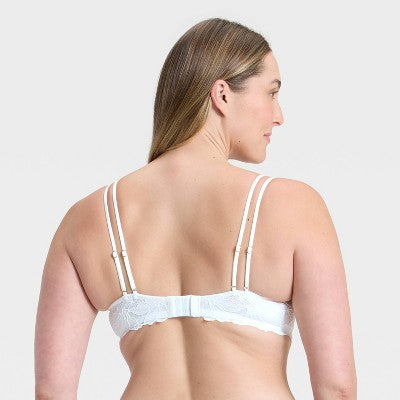 Women's Lace Lightly Lined Demi Bra - Auden White 38B