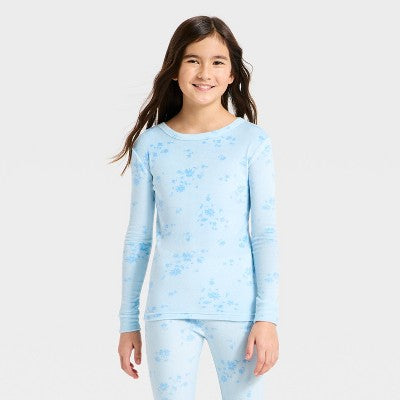 Girls' 2pc Floral Snuggly Soft Pajama Set - Cat & Jack Blue 6