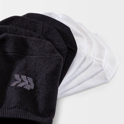Women's Extended Size Lightweight 4pk Liner Athletic Socks - All In Motion White/Black 8-12
