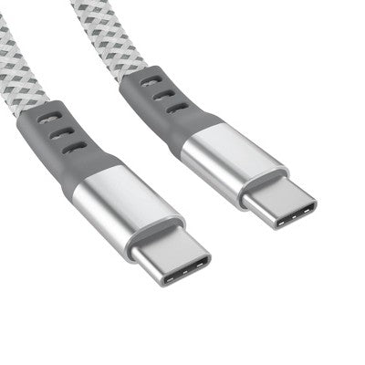Just Wireless 10' Ultra Braided USB-C to USB-C Flat Cable - Slate White