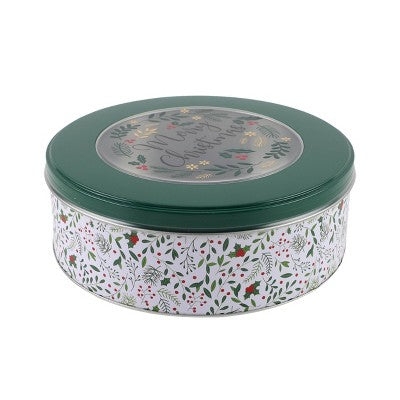 Cook With Color Round Food Storage Tin Holly