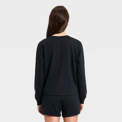 Women's Eyelet Sweatshirt - A New Day Black S
