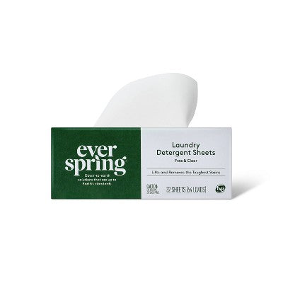 Free & Clear Laundry Detergent Sheets - 64 Loads - Everspring