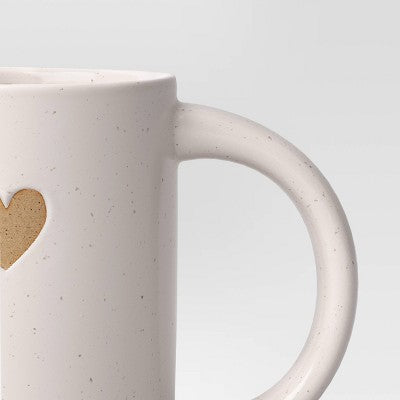 14oz Stoneware Embossed Heart Te Amo Mug Ivory - Room Essentials