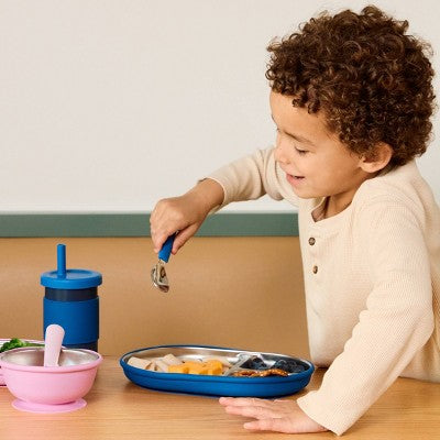 Lalo 12oz Stainless Steel Toddler Baby Cup - Blue Raspberry