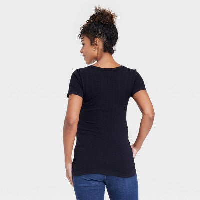 Womens Seamless Ribbed Scoopneck Maternity T-Shirt XL