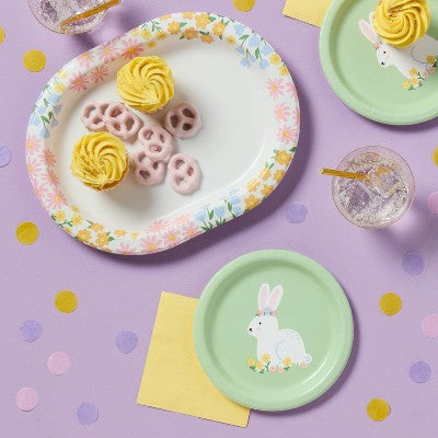 10ct Easter Floral Buffet Paper Plate - Spritz