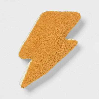 Lightning Bolt Boucle Kids' Decorative Pillow - Pillowfort: Yellow Plush Throw Pillow, Abstract Design, OEKO-TEX Certified