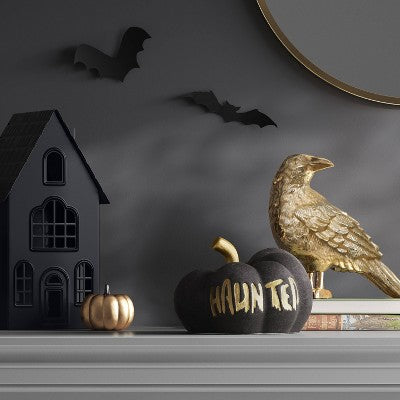 5" Ceramic Haunted Pumpkin Halloween Figurine Black - Hyde and EEK! Boutique