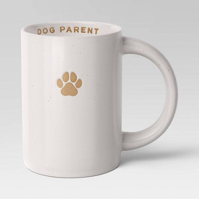 14oz Stoneware Embossed Paw Dog Parent Mug Ivory - Room Essentials