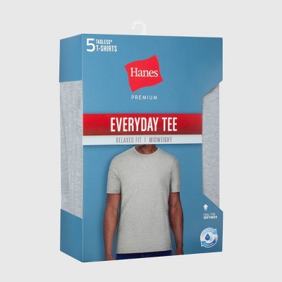 Hanes Men's 5pk T-Shirt Undershirts, Premium Everyday Tee Midweight Crewneck Shirt Pack, Wicking - Gray S