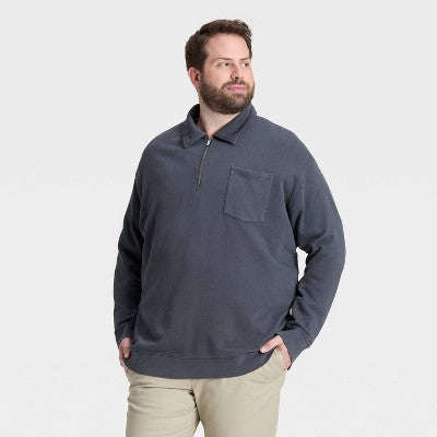 Men's Vintage 1/4 Zip Sweatshirt - Goodfellow & Co Dark Gray M