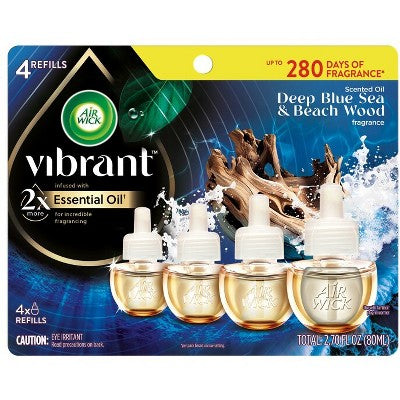 Air Wick Vibrant Scented Oil Air Freshener Refills - Deep Blue Sea & Beach Wood - 4pk