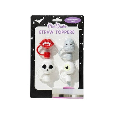 CharCharms 4pk Spooky Straw Toppers White