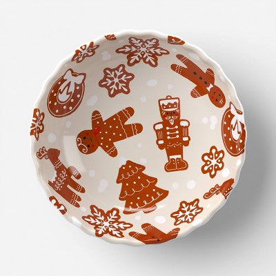 2pk 24oz Christmas Gingerbread Mini Cereal Bowl Brown/Cream - Wondershop