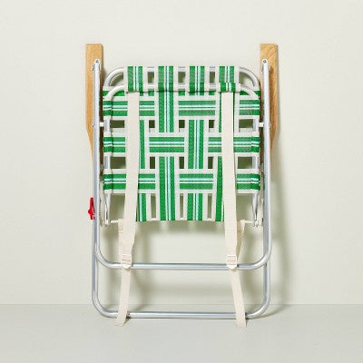 Folding Lawn Chair - Cream/Light Blue/Green - Hearth & Hand with Magnolia: Weather-Resistant, No Assembly, Steel Frame (LOCAL PICKUP ONLY)