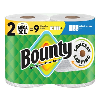 Bounty Select-A-Size Paper Towels - 2 Mega XL Rolls - 2-Ply - 185 Sheets
