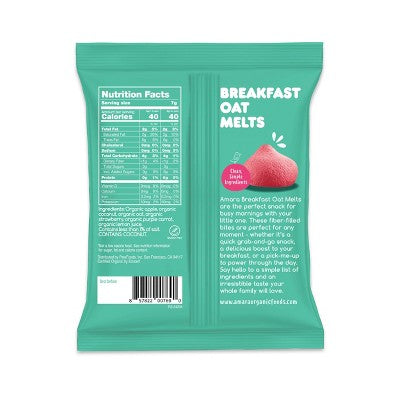 Amara Organic Breakfast Oat Melts Strawberry Baby Snack - 7g