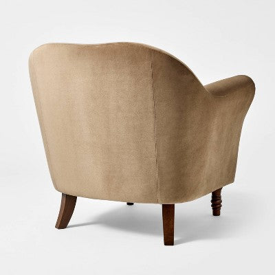 Turned Leg Velvet Accent Chair Tan - Threshold designed with Studio McGee (LOCAL PICKUP ONLY)