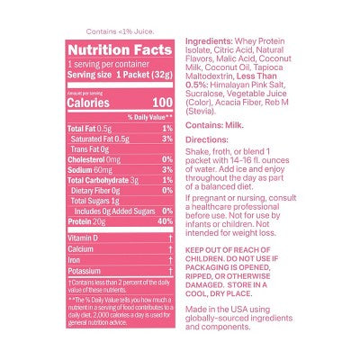 Oath Nutrition Single Serve Clear Protein Powder - Raspberry Lemonade