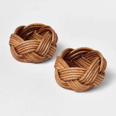 2pk Braided Woven Rattan Napkin Rings - Threshold designed with Studio McGee