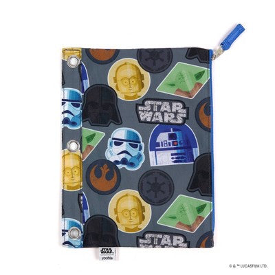 Yoobi Star Wars Single Zip Binder Case Gray Star Wars Graphic Patches, School Supplies