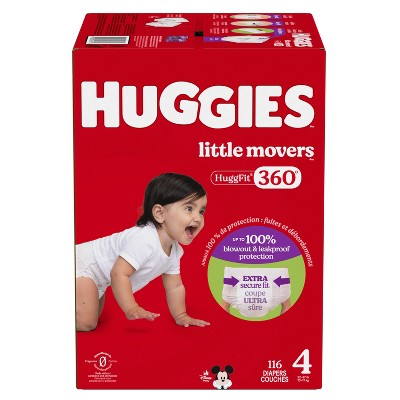 Huggies Little Movers HuggFit 360 Disposable Diapers - Size 4 - 116ct