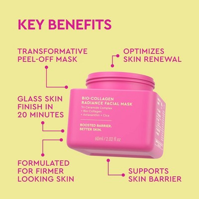 BYOMA Bio-Collagen Radiance Facial Mask - 2.02 fl oz: Anti-Aging, Vegan, Suitable for Combination Skin