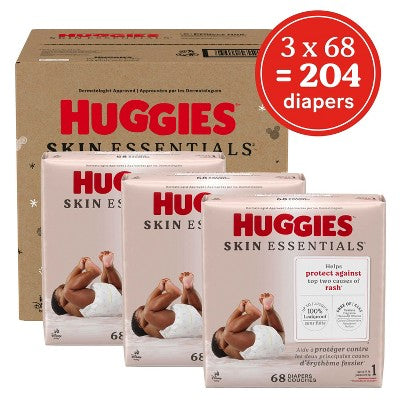 Huggies Skin Essentials Luxury Diapers - Size 1 - 204ct