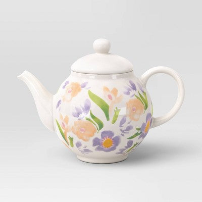 40 fl oz Stoneware Floral Tea Pot - Threshold