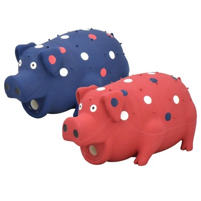 Multipet Rubber Pig Americana Interactive Dog Toy - Blue
