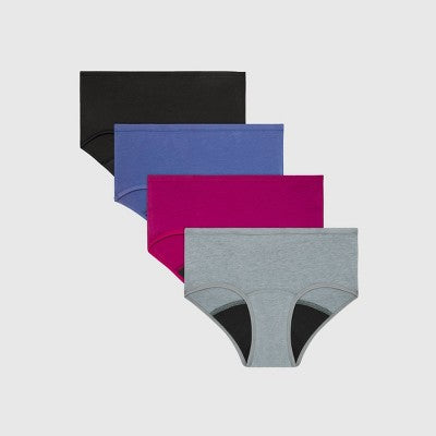 Hanes Girls' 4pk Boyshort Period Underwear Moderate Protection - 16