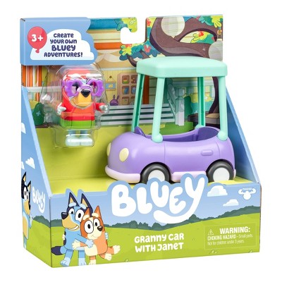 Bluey Granny Car & Janet Doll Playset - 2pk: Plastic Toy Set from BBC Series