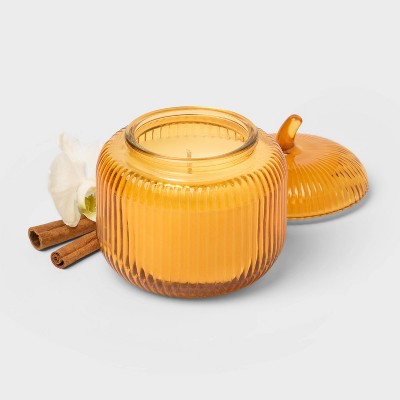 Ribbed Pumpkin Glass Vanilla Pumpkin Fall Candle - Threshold