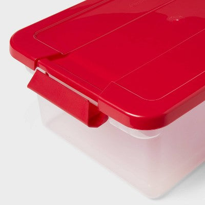 15qt Latching Clear Storage Box - Clear Base Rocket Red Lid and Latch - Brightroom