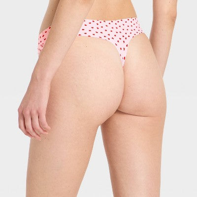 Women's Invisible Edge Thong 3pk - Wild Fable Navy/Pink Hearts/Red XL