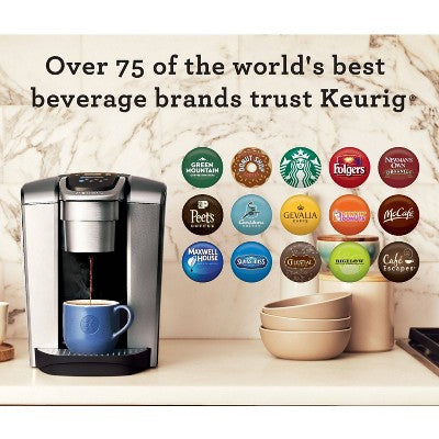 Keurig K-Elite Single-Serve K-Cup Pod Coffee Maker with Iced Coffee Setting - Silver: 75 oz Capacity, Dishwasher-Safe Parts