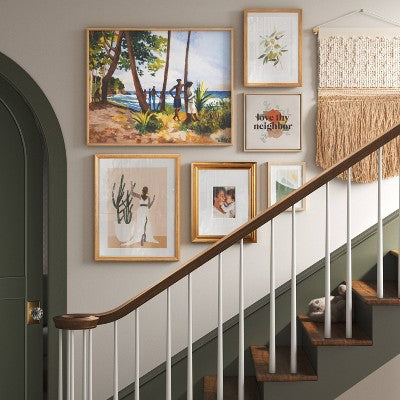 30" x 24" Village Waterfront by Boscoe Holder Framed Canvas board - Threshold: Modern Style, Pine Frame, Nature Scene (LOCAL PICKUP ONLY)