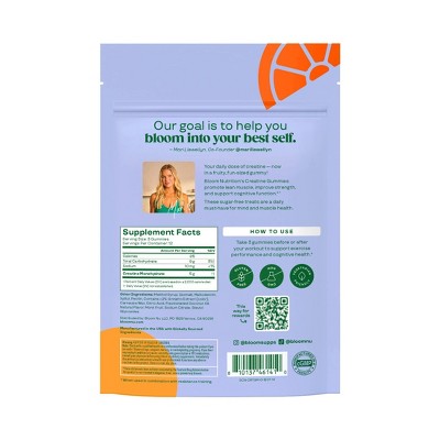 BLOOM NUTRITION Creatine Monohydrate Gummies - Orange Squeeze - 36ct/12 Servings