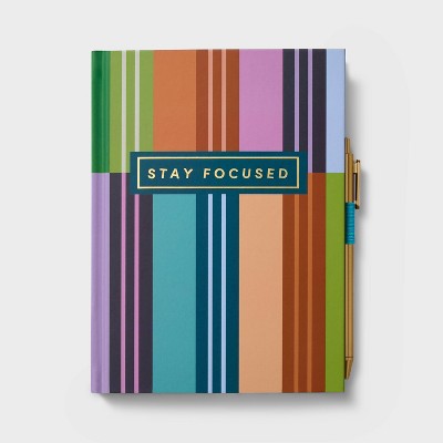 Stay Focused Striped Journal with Pen Set Lined - Tabitha Brown for Target