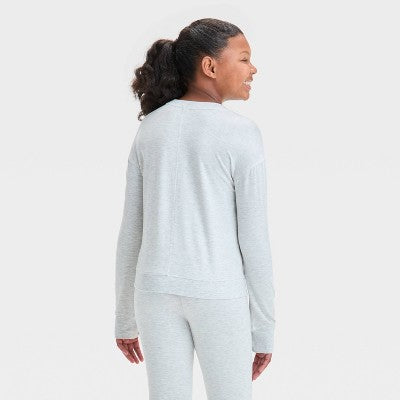 Girls' Crew Neck Sweatshirt - All In Motion Heathered Gray M