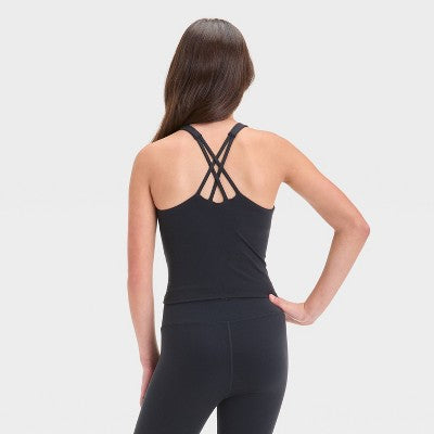 Girls' Strappy Crop TankTop - All In Motion Black L