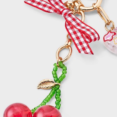 Gingham Bow and Cherry Handbag Charm - A New Day Red